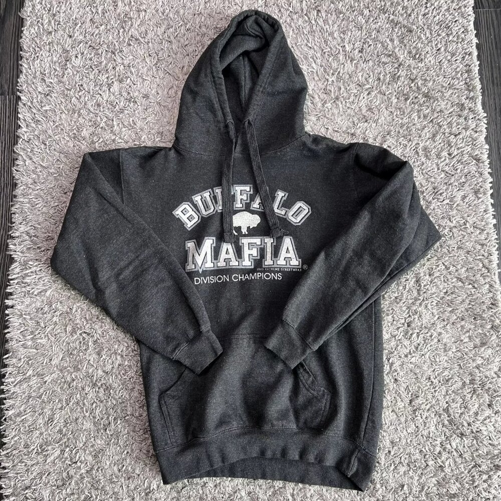 Buffalo Bills Hoodie Mens Medium Black Pullover Long Sleeve Graphic Print